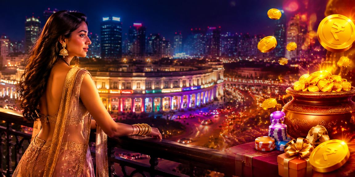 Live casino action in Delhi's Connaught Place area with players and dealers